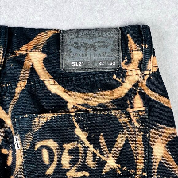 Levis Mens Jeans 32x32 Black Gold Chain Print 512 Slim Taper Fit Denim Urban Y2K - Picture 3 of 12
